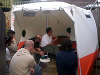 Cafe Van presentation in the geodesic tent